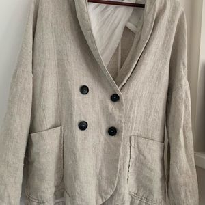 Zara linen double breasted wide fit jacket
